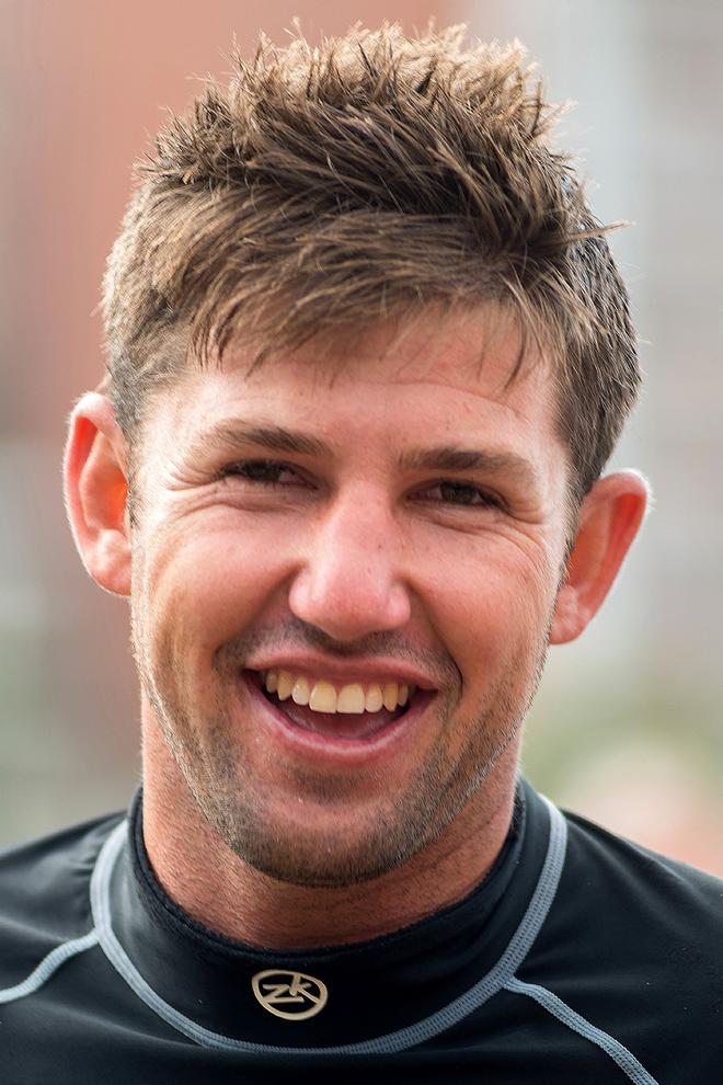 a happy Seve Jarvin immediately winning the 2013 JJ Giltinan Championship  © Frank Quealey /Australian 18 Footers League http://www.18footers.com.au